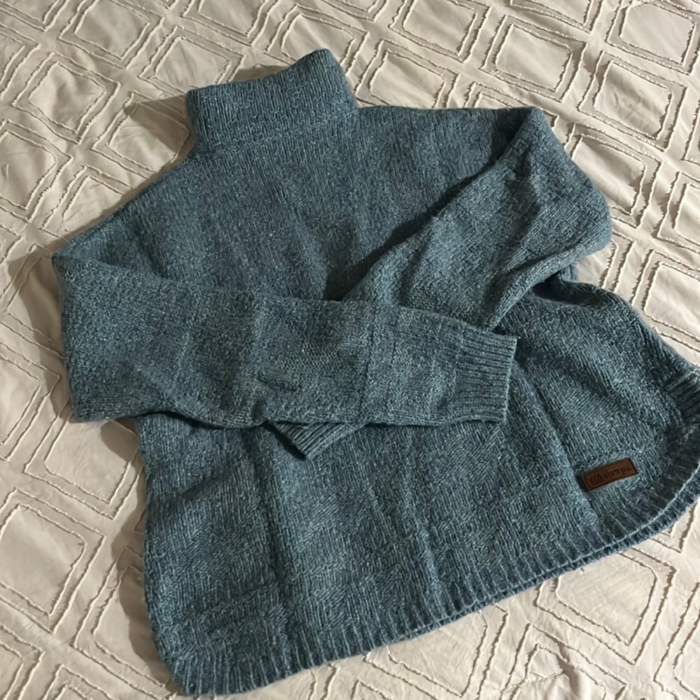 Sherpa Knit Blue Wool Turtleneck